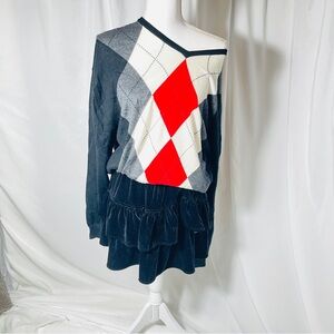 Divots 85% Silk 15 % Cashmere Argyle Sweater/ XL - Hold Day Prep/ Golfcore